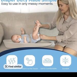 Neutral Beige Baby Changing Pad with Safety Strap